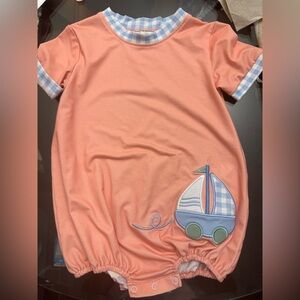Peach Baby Romper with Sailboat Design